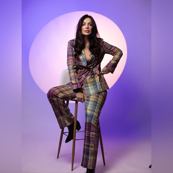 STYLEWE Vibrant Plaid Women's Pantsuit - Picture 6 of 8